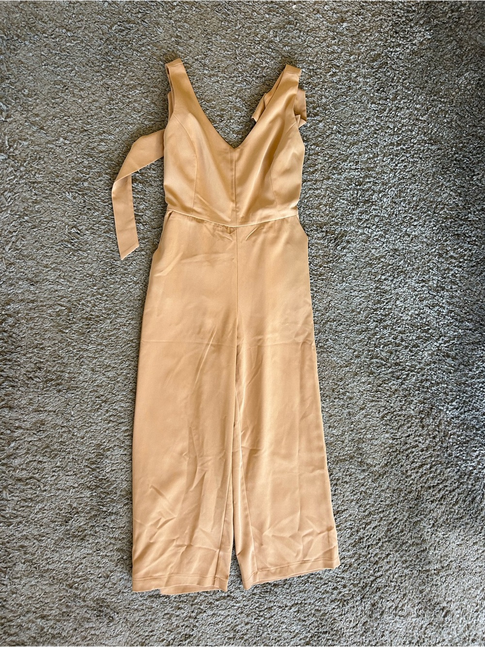 Women's Sleeveless V-Neck Wide-Leg Jumpsuit - Tan